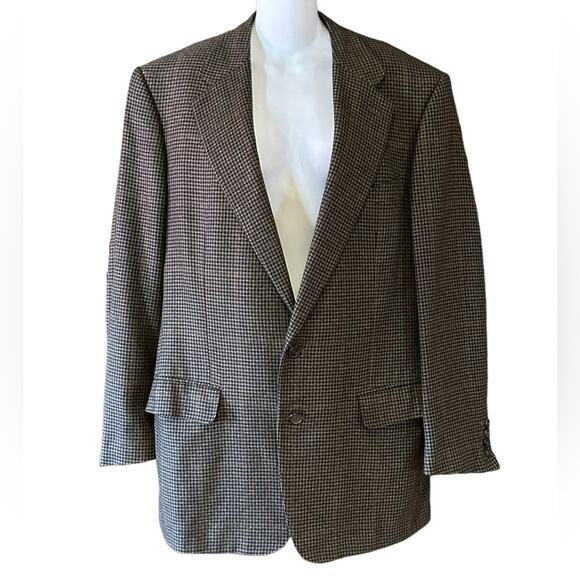 Ermenegildo Zegna for Neiman Marcus Mens 44 Cashmere Brown Houndstooth Blazer - Picture 1 of 14